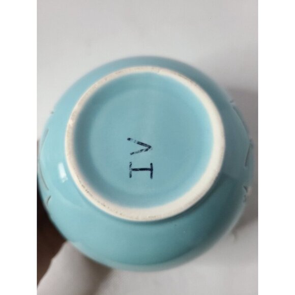 Vintage Light Blue Floral Asian Ceramic Planter Flower Pot Decorative Glossy - Picture 7 of 9